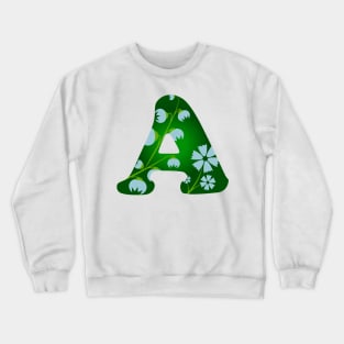 Stylized typography with capital letter A monogram design and floral decoration Crewneck Sweatshirt